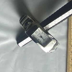 Women's Silver Tone Rectangular Face Crystal Accent Fashion Wristwatch Quartz